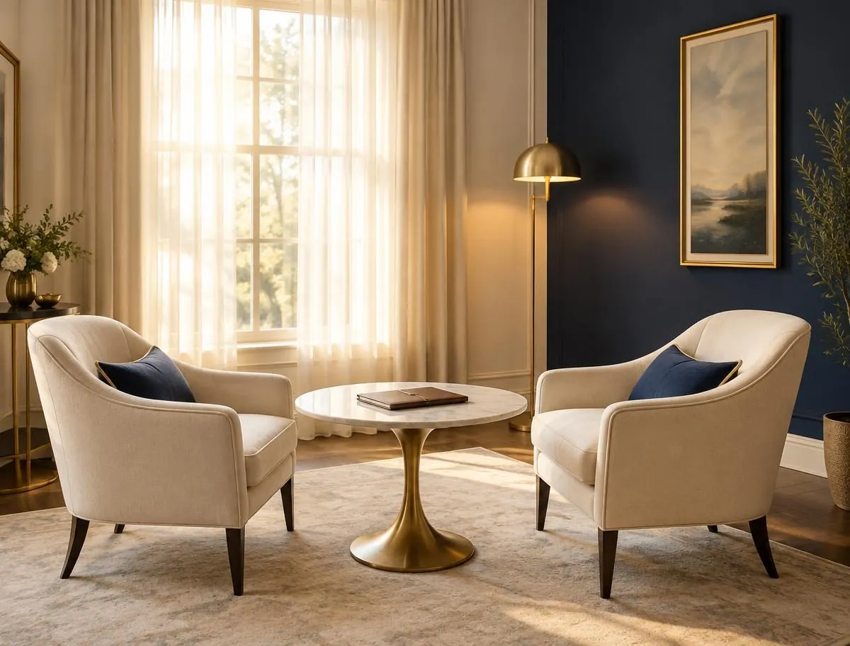 Two chairs set for a private one on one conversation