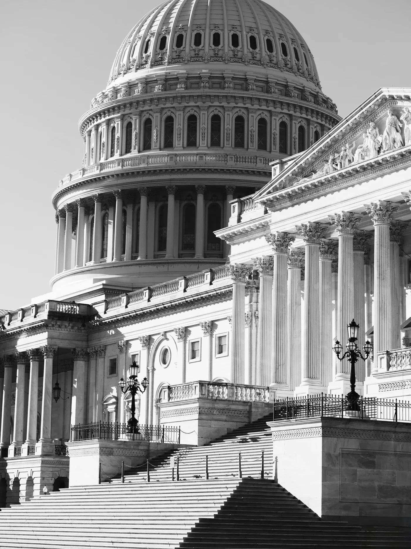 The United States Capitol building with its grand front steps